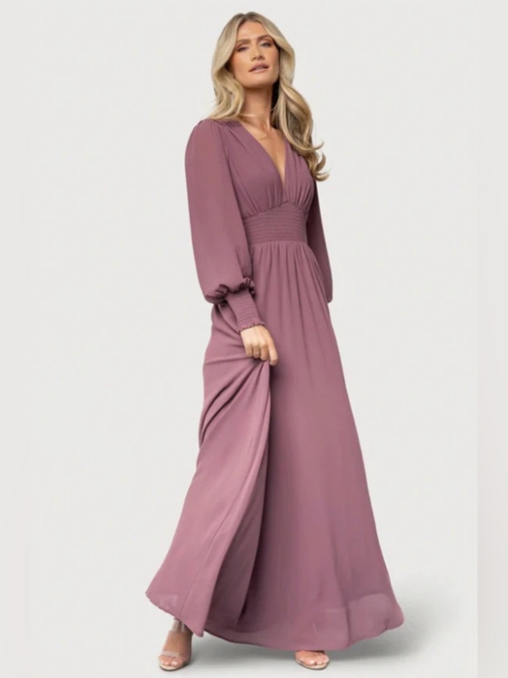 Baltic Born Large 'Vintage Plum' Long Sleeve Olivia Maxi Dress